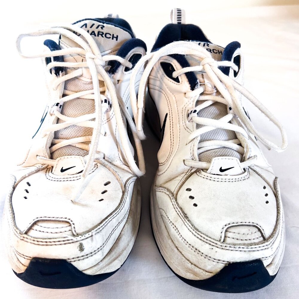 Nike Men's Air Monarch IV (White/Silver/Midnight Navy) Training Shoes Size 11 - Picture 6 of 10
